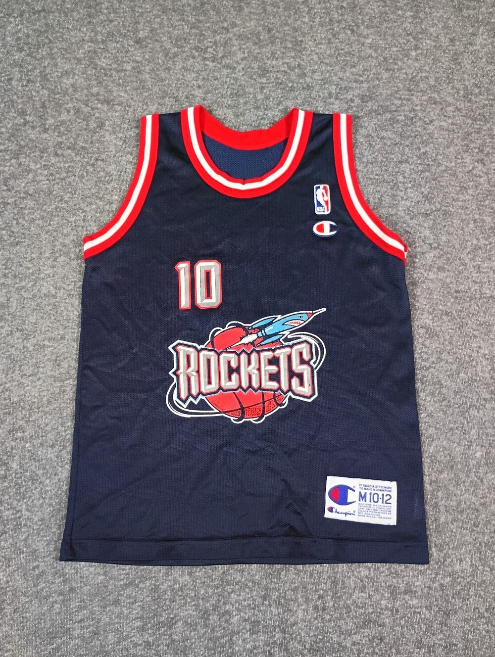 7Vintage Champion Houston Rockets Sam Cassell #10 Youth Jersey NBA 90s USA